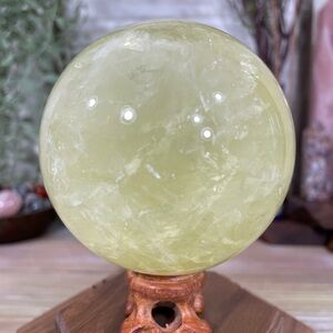 0809 Yellow Fluorite Crystal Sphere with USB Light Stand - Large 82.9mm